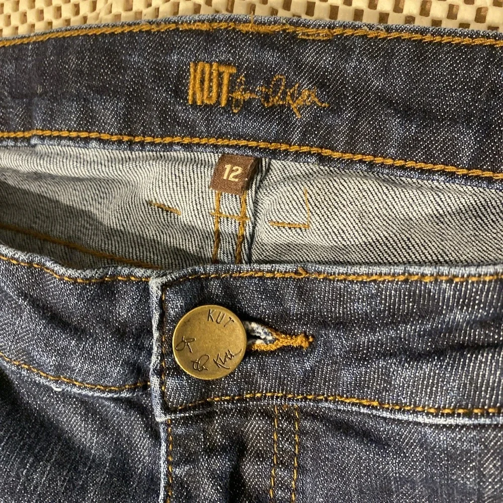 Kut from the Kloth Reese Jeans Womens 12 Blue Distressed Ankle Straight Leg - Picture 3 of 5